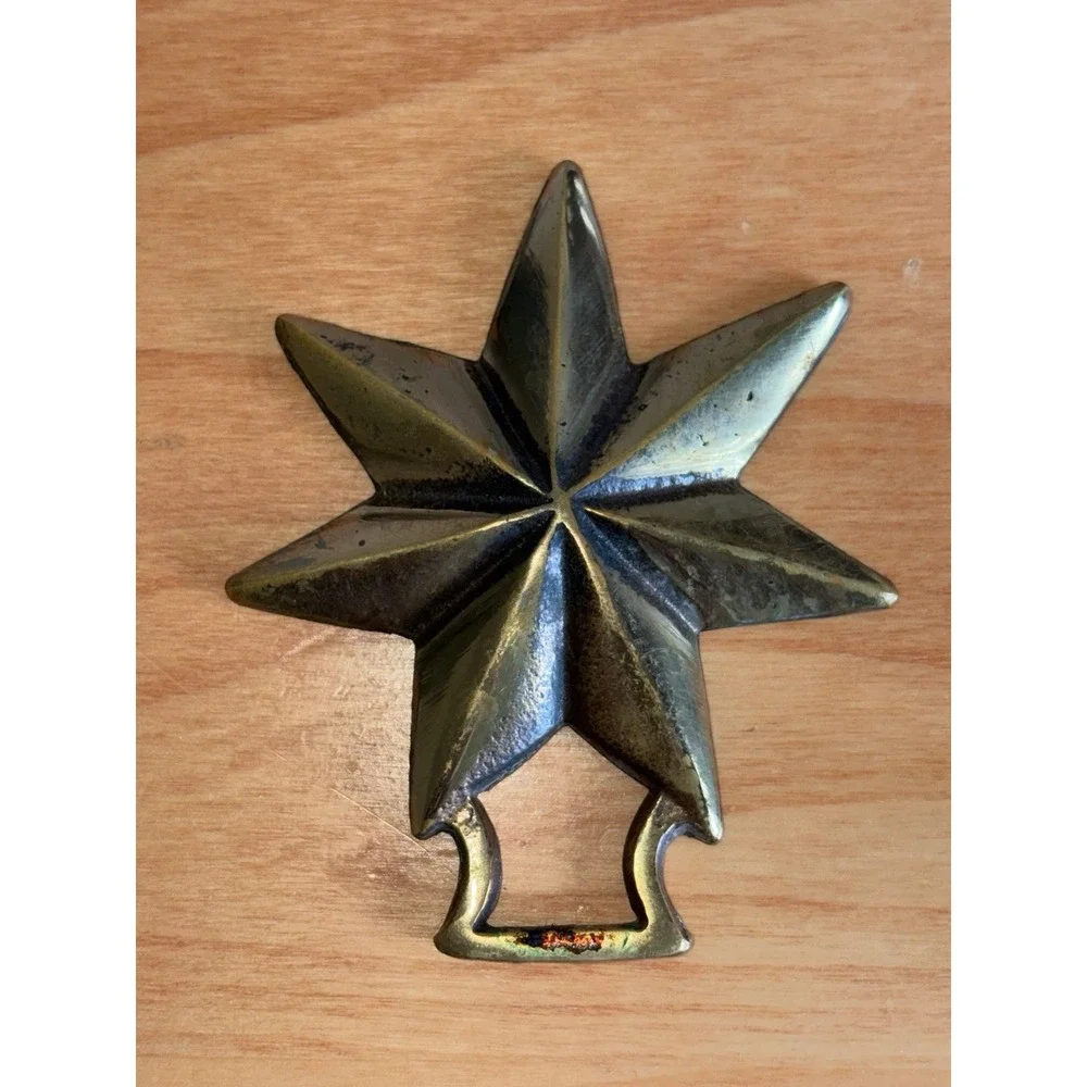 Brass Horse Medallion Antique English Traditional Star 7 Point 3D Parade Harness